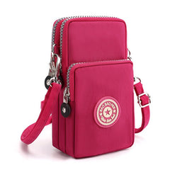 Cross-Body Mobile Phone Bag Women's Cross-Body Red Fabric Mobile Phone Bag Hanging Neck Sports Arm Bag Vertical Wrist Coin Purse