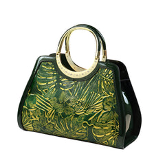 Xshe Women Elegant Embossed Heart-Shaped Handbag – Polyester Vintage Style with Metal Ring Handle