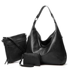 PACK OF 3 Women's Bags Large-Capacity Soft Leather Hobo Bag,Sling Bag With Clutch