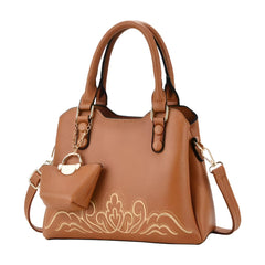 Xshe 2 Piece Women's Western-Style Embroidered Handbags With mini pouch, Shoulder & Messenger Bag for Daily Use