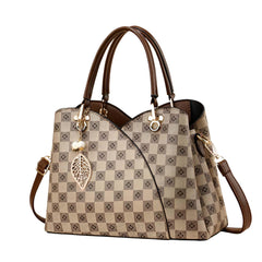 Xshe Women Luxury Spliced Handbag – Elegant Checkered Shoulder Bag with Golden Accent