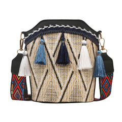 Xshe Sling Bag For Women's Pu Material With Bucket Type, Crossbody Ethnic Style Bag