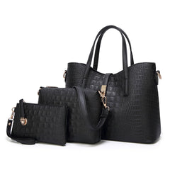 Pack Of 3 Women Handbag Set,Pu Leather Handbag With Crossbody Bag, Clutch Bag with Crocodile Pattern & Color