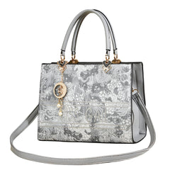 Xshe Elegant Floral Embossed Handbag for Women Tote with Gold Accents