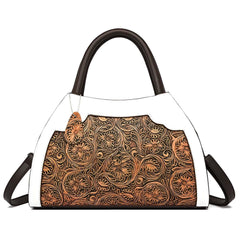 Xshe Women Vintage Embossed Tote Handbag – Elegant Pillow-Shaped Shoulder Bag with Zipper Closure