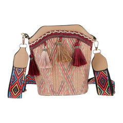 Xshe Sling Bag For Women's Pu Material With Bucket Type, Crossbody Ethnic Style Bag