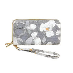 Xshe Women's Zip-Around Wallet with Flower Pattern, Card and Coin Holder