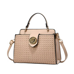 Xshe Women Elegant Contrast Color Handbag – Stylish Top-Handle Shoulder Bag for