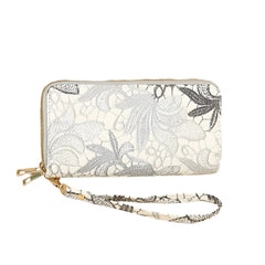 Xshe Women's Zip-Around Wallet with Flower Pattern, Card and Coin Holder
