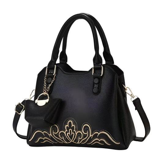 Xshe 2 Piece Women's Western-Style Embroidered Handbags With mini pouch, Shoulder & Messenger Bag for Daily Use