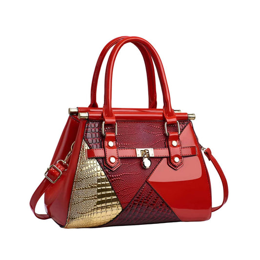 Xshe Women's Designer Handbag Stylish Shoulder Bag with Contrast Patchwork Design