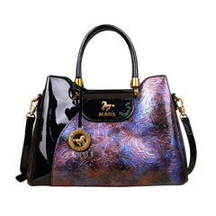 Xshe Women's Tote Bag – Floral Print & Embossed, Spacious Daily Shoulder Bag with Zipper Pockets and Cover Closure