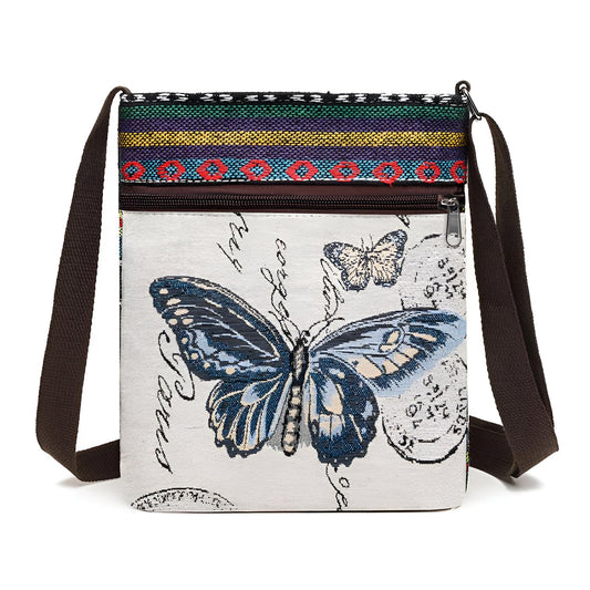 Xshe Women's Jacquard Cloth Material With Butterfly Pattern, Sling Bag
