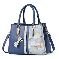 Xshe Women's Cross Border Handbag With Flower Printed large-capacity shoulder messenger bag
