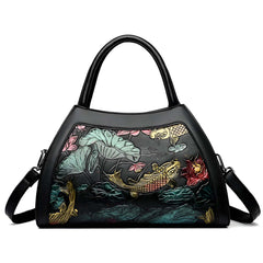 Xshe Women Elegant Peacock Embossed Shell Handbag – Stylish Shoulder Purse with Artistic Detailing