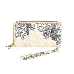 Xshe Women's Zip-Around Wallet with Flower Pattern, Card and Coin Holder