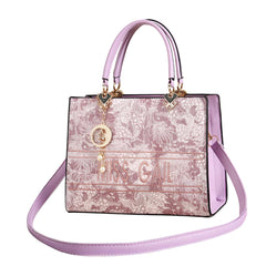 Xshe Elegant Floral Embossed Handbag for Women Tote with Gold Accents