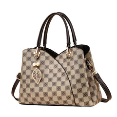 Xshe Women Luxury Spliced Handbag – Elegant Checkered Shoulder Bag with Golden Accent