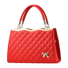 Xshe Women's Handbag with Bow Detail Elegant Shoulder Bag with Zipper Closure & Multiple Pockets