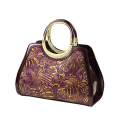 Xshe Women Elegant Embossed Heart-Shaped Handbag – Polyester Vintage Style with Metal Ring Handle