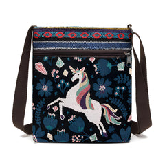 Xshe Women's Jacquard Cloth Material With Butterfly Pattern, Sling Bag