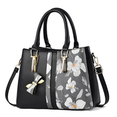 Xshe Women's Cross Border Handbag With Flower Printed large-capacity shoulder messenger bag