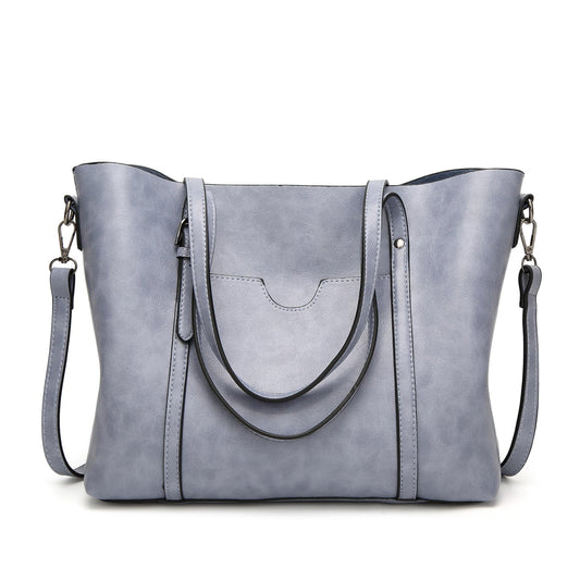 Women's Shoulder Leather Crossbody Tote Bag with Multiple Internal Pockets in Pretty Color