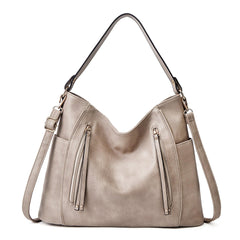Women's Shoulder Leather Crossbody Tote Bag with Multiple Internal Pockets in Pretty Color