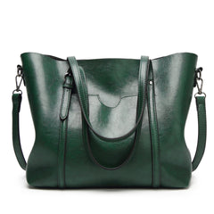 Women's Shoulder Leather Crossbody Tote Bag with Multiple Internal Pockets in Pretty Color