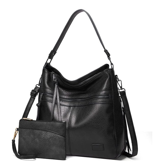 PACK OF 2 Women's Bags Soft Leather Tote Bag Single Shoulder Crossbody Bag With Clutch