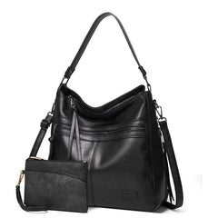 PACK OF 2 Women's Bags Soft Leather Tote Bag Single Shoulder Crossbody Bag With Clutch