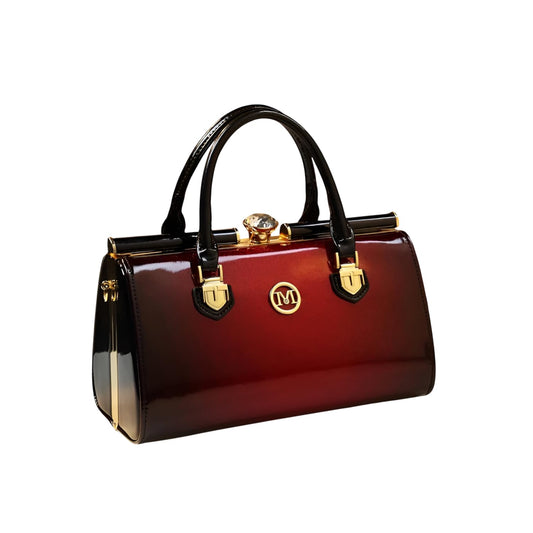 Xshe Women's Elegant Patent Leather Handbag | Rhinestone Clip Shoulder & Messenger Bag | Luxury Glossy Finish Purse