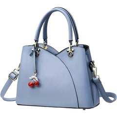 Xshe Women's Handbag with Zipper Closure Stylish Shoulder & Crossbody Bag with Cherry Charm
