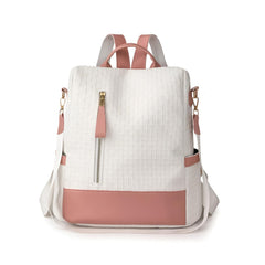 Xshe Women Elegant Textured Backpack – Stylish Design with Gold Zipper Accents, Ideal for Travel and Daily Use