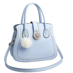 Xshe Women's Oval Handbag Stylish Shoulder Bag with Decorative Pendant & Zipper Closure