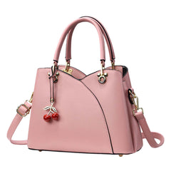 Xshe Women's Handbag with Zipper Closure Stylish Shoulder & Crossbody Bag with Cherry Charm