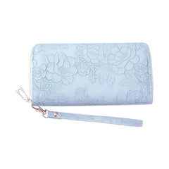 Xshe Women's PVC Material , Zip-Around  Wallet with Flower Pattern, Card and Coin Holder