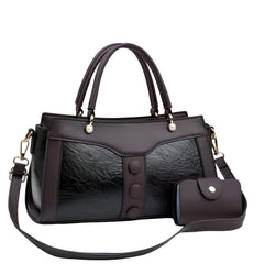 Xshe Women's Handbag and Wallet Set Stylish Shoulder Bag with Contrast Color Stitching, Zipper Buckle Closure Daily Use Fashion Purse