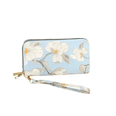 Xshe Women's  Zip-Around  Wallet with Flower Pattern, Card and Coin Holder