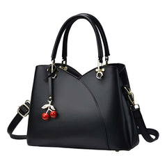 Xshe Women's Handbag with Zipper Closure Stylish Shoulder & Crossbody Bag with Cherry Charm