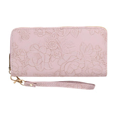 Xshe Women's PVC Material , Zip-Around  Wallet with Flower Pattern, Card and Coin Holder