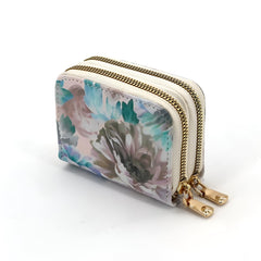 Xshe Women's Zip-Around  Wallet with Flower Pattern, multi-card slots and Coin Holder