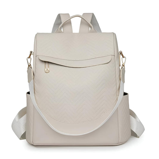 Xshe Women Stylish Backpack – Elegant Chevron Pattern with , Ideal for Travel, Work, and Daily Use