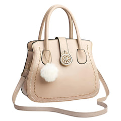 Xshe Women's Oval Handbag Stylish Shoulder Bag with Decorative Pendant & Zipper Closure
