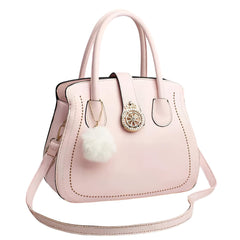 Xshe Women's Oval Handbag Stylish Shoulder Bag with Decorative Pendant & Zipper Closure