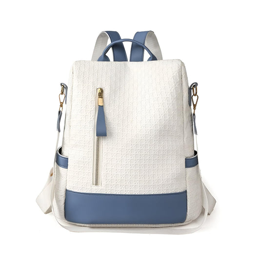 Xshe Women Elegant Textured Backpack – Stylish Design with Gold Zipper Accents, Ideal for Travel and Daily Use