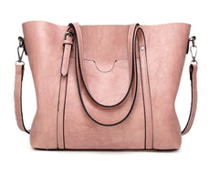 Women's Shoulder Leather Crossbody Tote Bag with Multiple Internal Pockets in Pretty Color