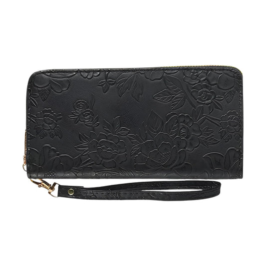 Xshe Women's PVC Material , Zip-Around  Wallet with Flower Pattern, Card and Coin Holder