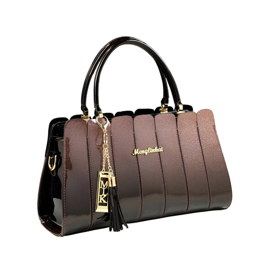 Xshe Elegant Color Contrast Tote Bag – Horizontal Square Medium-Soft Handbag with Design for Everyday Use