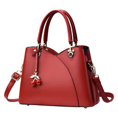 Xshe Women's Handbag with Zipper Closure Stylish Shoulder & Crossbody Bag with Cherry Charm